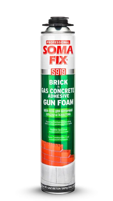 SOMAFİX TUĞLA & GAZ BETON TABANCALI YAPIŞTIRICI KÖPÜK S919