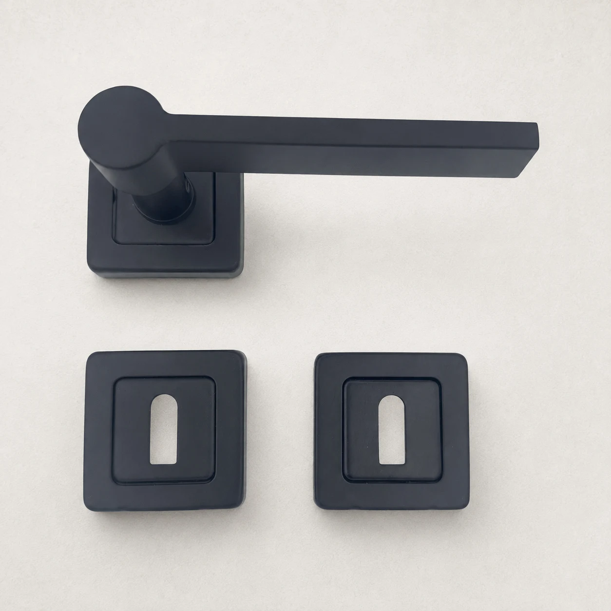 Door handle — Argun · Black, Sheet metal, Square rose, Room version