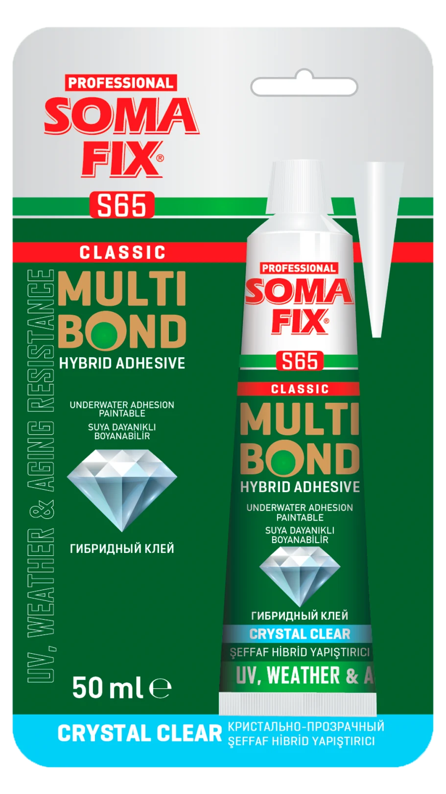 چسب هیبریدی — Multibond Kristal S65 · شفاف, بسته‌بندی تیوب