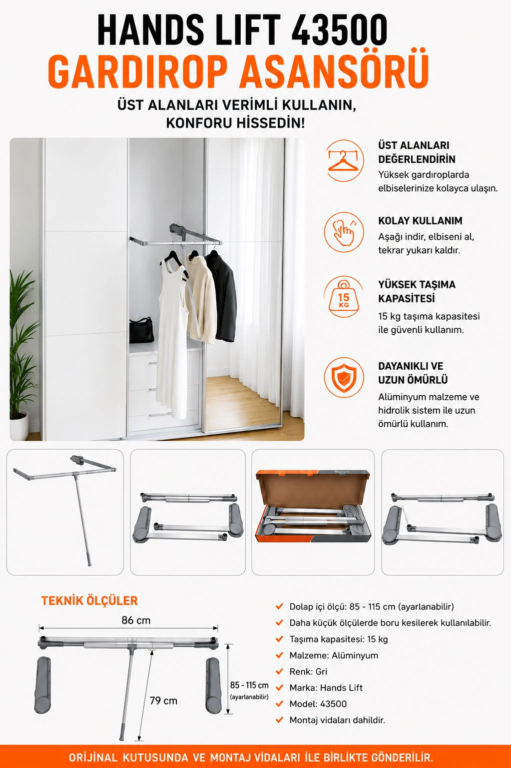 Лифт за закачалки во гардероб — Hands Lift 43500